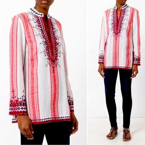 Tory Burch Embroidered Tunic Top - Picture 1 of 10